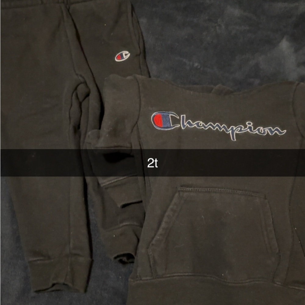 Champion Kids Black Sweatpants & Hoodie Set